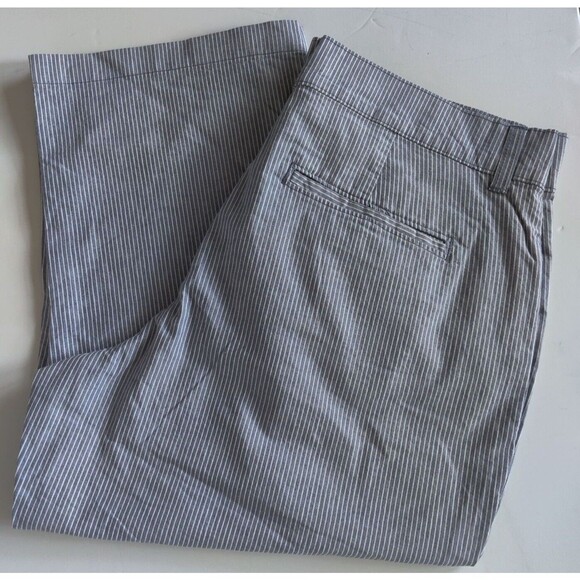 Riders by Lee Blue strip Stretch Capri Pants Cotton Blend Elastic Waist Plus Siz - Picture 3 of 9